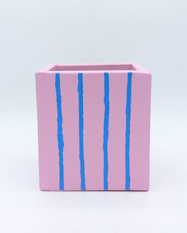 Art Pot Pink Blue Stripes - Unikat