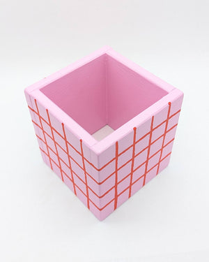 Art Pot Pink Red Grid – Unikat