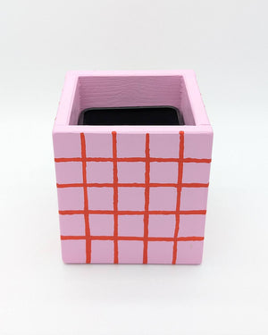 Art Pot Pink Red Grid – Unikat