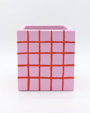 Art Pot Pink Red Grid – Unikat