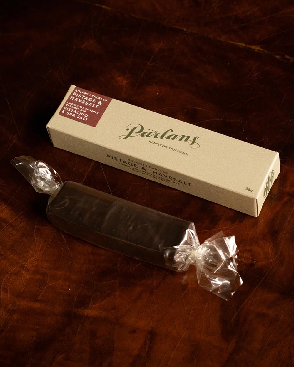 Karamellriegel in Schokolade Pistazie & Meersalz (38g)