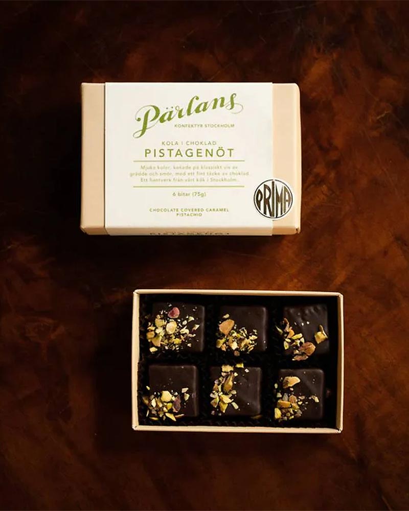Schoko Karamell Pralinen Pistachio (6er Box)