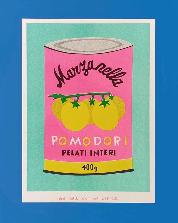 Dose mit Tomaten Risodruck