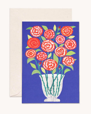 Hadley - A Dozen Red Roses On Blue Klappkarte