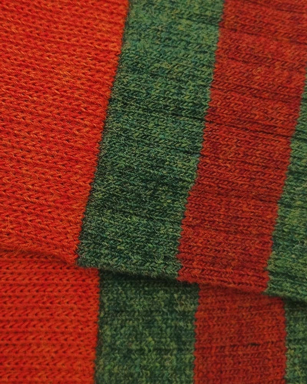 Bio-Lammwollsocken - Rotbraun-Olive Gestreift