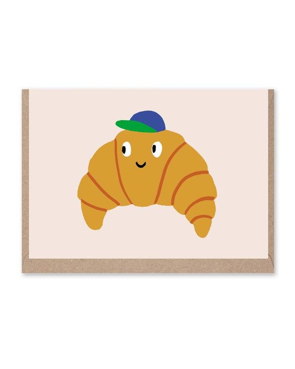 Cute Happy Croissant Mini-Klappkarte