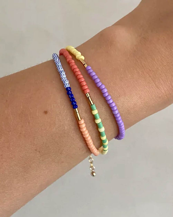San San - Lente Armband aus Glasperlen Chai Latte - Green Apple - Dusty Rose