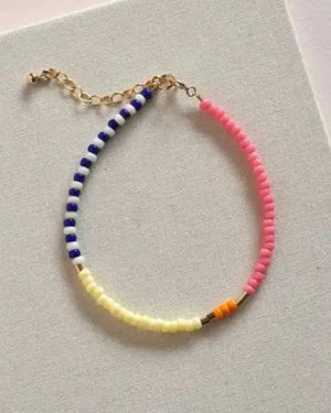 San San - Lente Armband aus Glasperlen Pink - Citrus - Sailorstripes