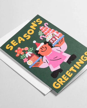 Season's Greetings Embossed Klappkarte
