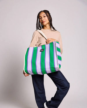 Shopper Cabas Gestreift Grün