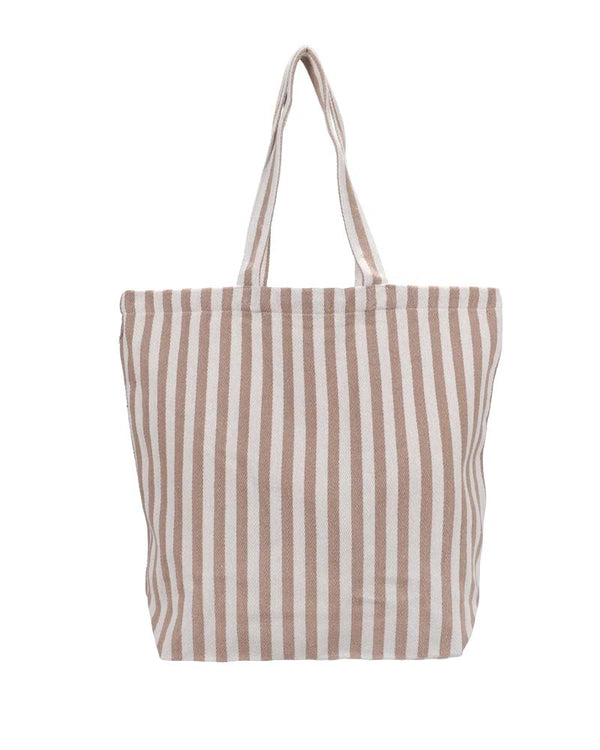 Großer Baumwoll-Shopper Natural Stripes Sand