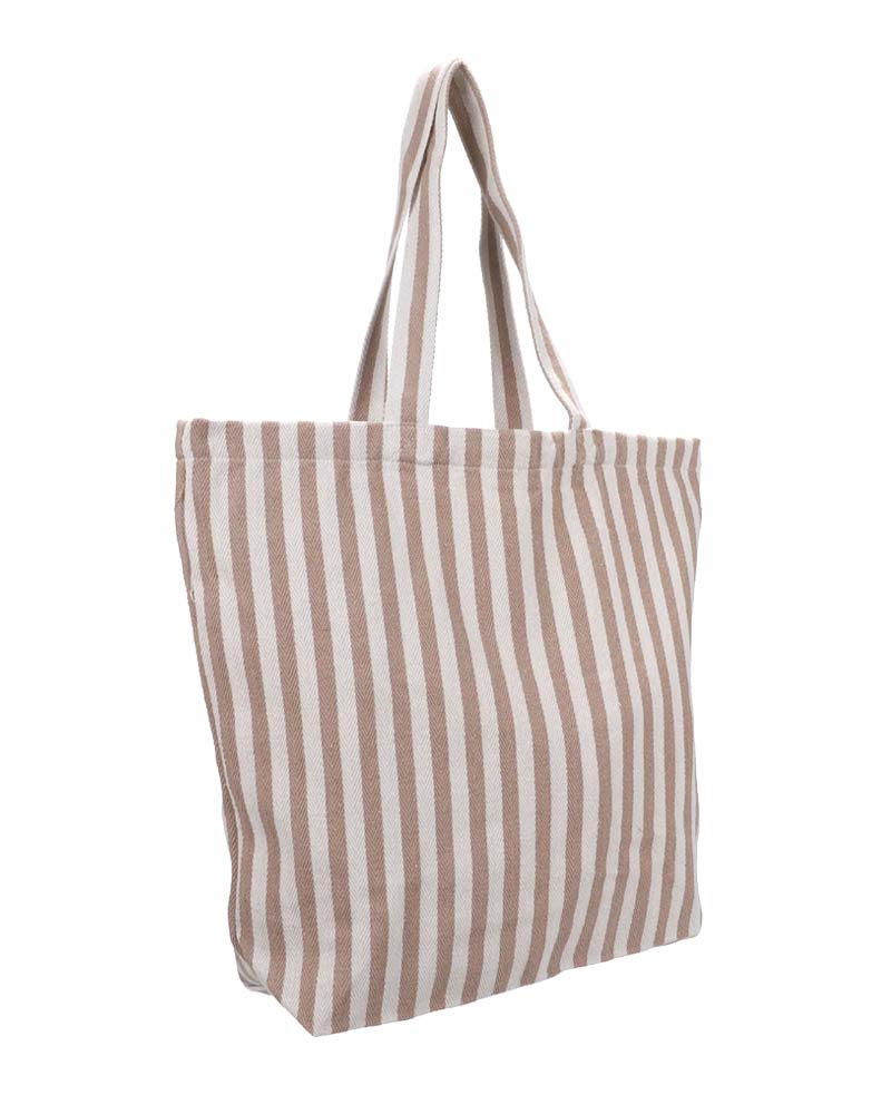 Großer Baumwoll-Shopper Natural Stripes Sand