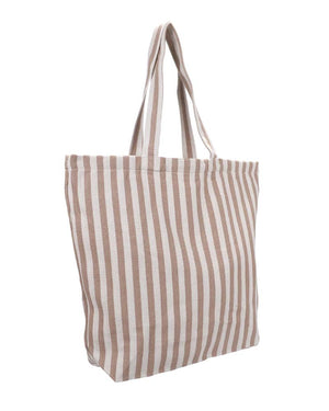 Großer Baumwoll-Shopper Natural Stripes Sand