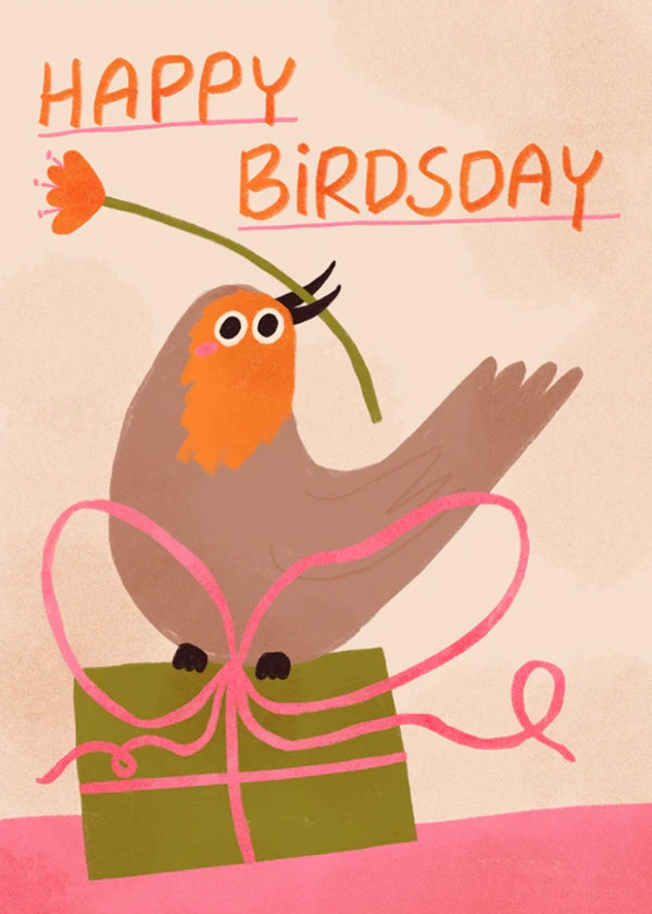 Happy Birdsday Postkarte - Slinga Illustration