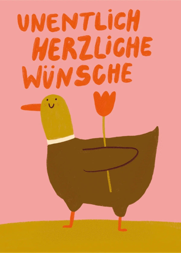 Unentlich herzliche Wünsche Postkarte - Slinga Illustration