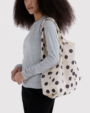 Standard Baggu Einkaufsbeutel Cream and Black Polka Dot