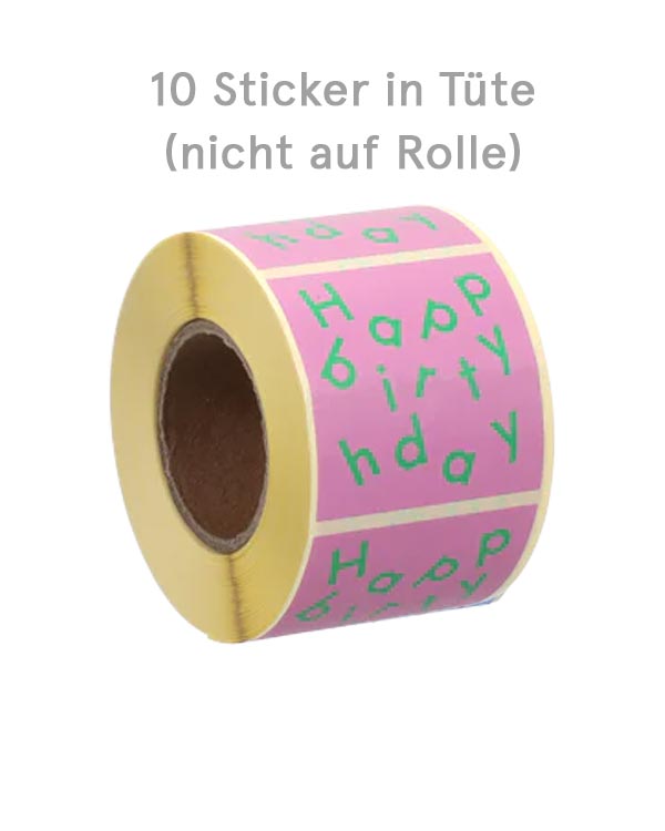 Aufkleber Happy Birthday Pink Green (10 Stk.)