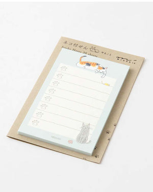 Midori Sticky Notes To Do Cat Blue