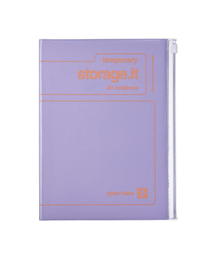 Mark's A5 Color Notebook Storage.it Purple: Lila Notebook mit Reißverschlusstasche für Stifte und Notizen. Punktraster links, Linien rechts, 126 Seiten. Ideal für kreative Projekte.