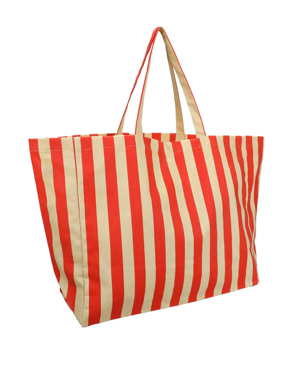 Strandtasche Streifen Vanilla-Poppy-Red