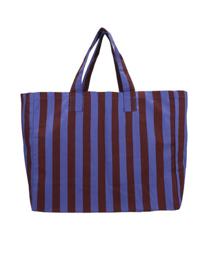 Strandtasche Streifen Cornflower-Dark-Rose