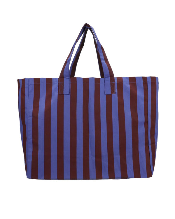 Strandtasche Streifen Cornflower-Dark-Rose