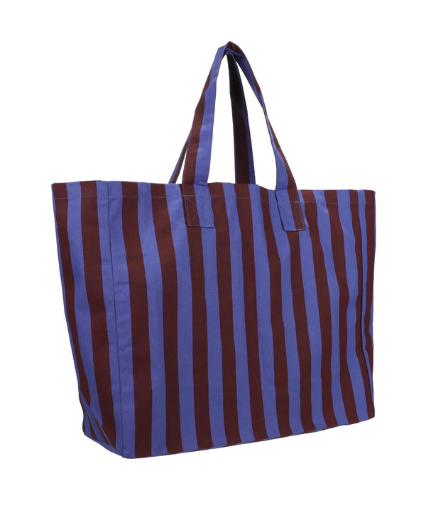 Strandtasche Streifen Cornflower-Dark-Rose