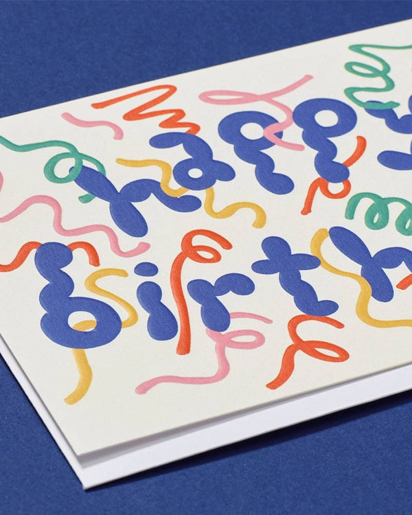 Wrap - Happy Birthday Streamers Embossed Klappkarte