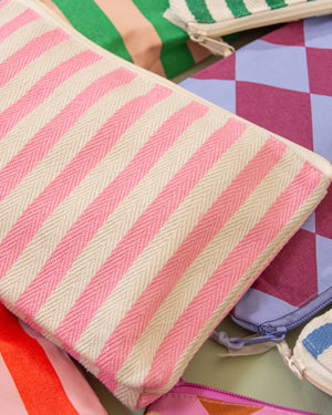 Kulturbeutel Stripes Natural Light Pink