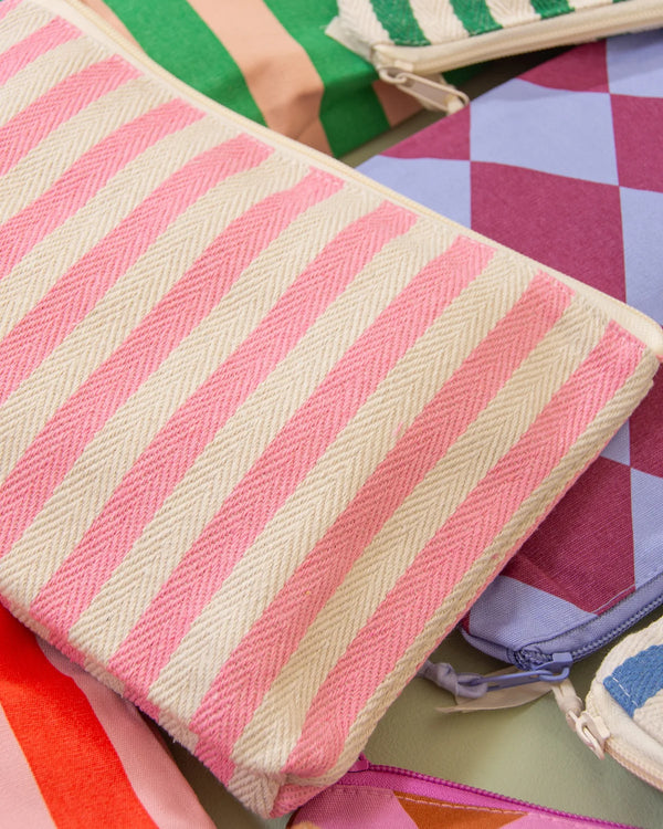 Kulturbeutel Stripes Natural Light Pink