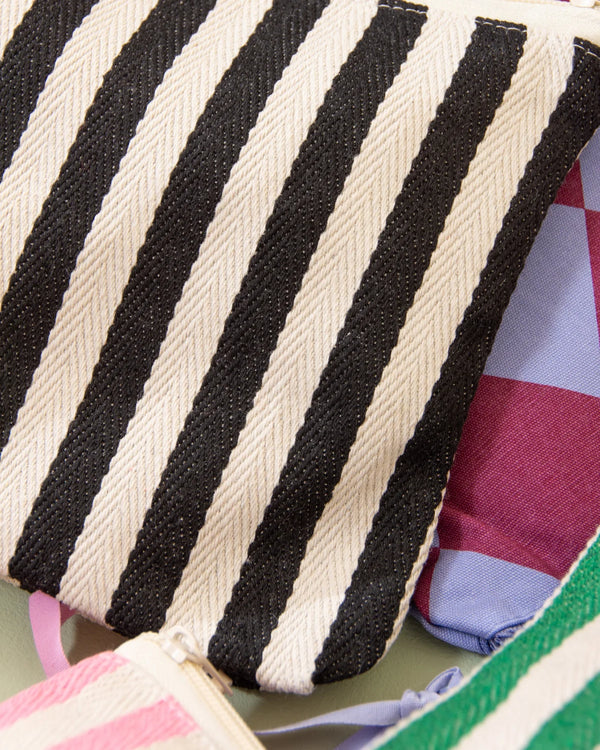 Kulturbeutel Stripes Natural Schwarz