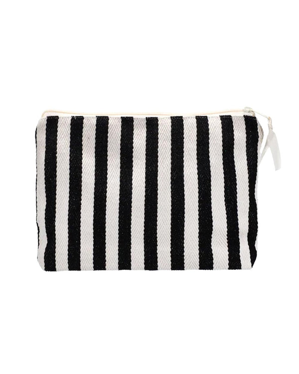 Kulturbeutel Stripes Natural Schwarz