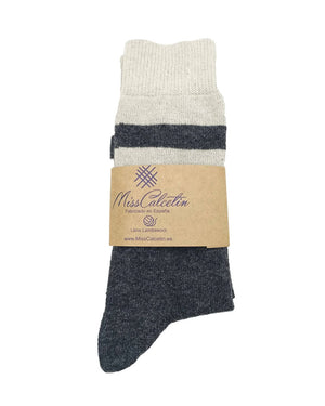 Bio-Lammwollsocken Striped Dark Grey Optic