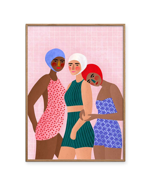 Swimming Girls Poster - Bea Müller (30x40cm)