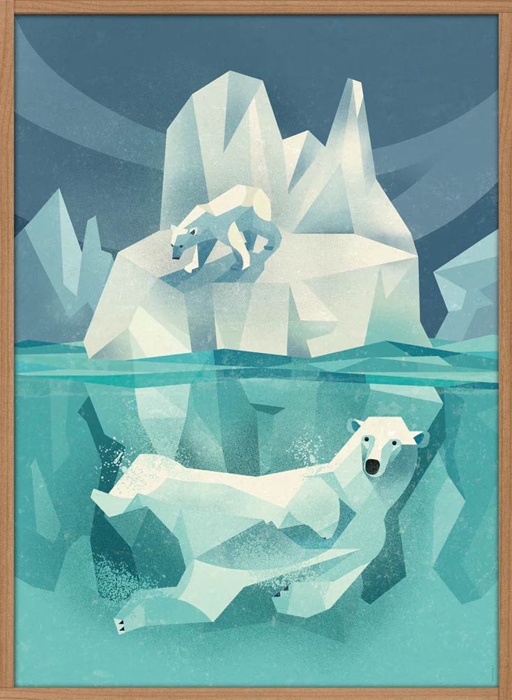 Swimming Polar Bear Poster (50 x 70 cm)