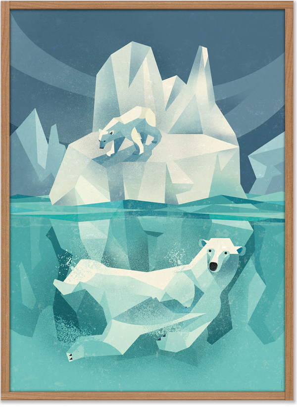 Swimming Polar Bear Poster (50 x 70 cm)