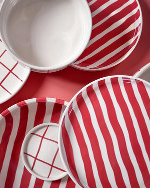 Teller klein Stripes Tramonto Red