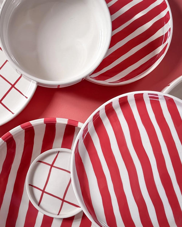 Teller klein Stripes Tramonto Red