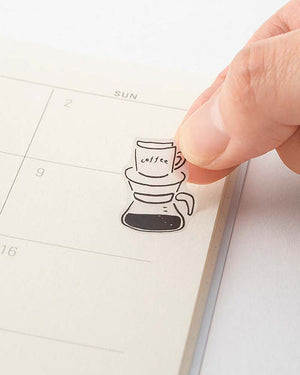 Midori Sticker Two Sheets Monotone Café