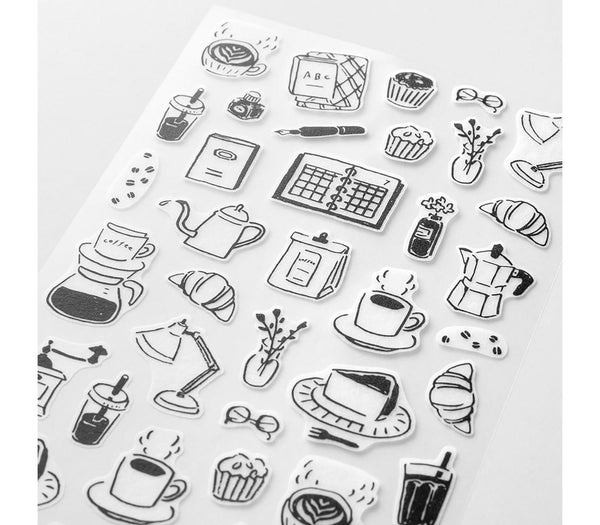 Midori Sticker Two Sheets Monotone Café