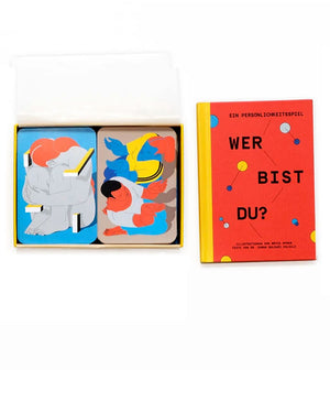 Wer bist Du? - Ein wissenschaftsbasiertes Persönlichkeitsspiel, bestehend aus einem Hardcover-Buch und leuchtend illustrierten Karten, basierend auf dem Fünf-Faktoren-Modell der Persönlichkeitspsychologie.