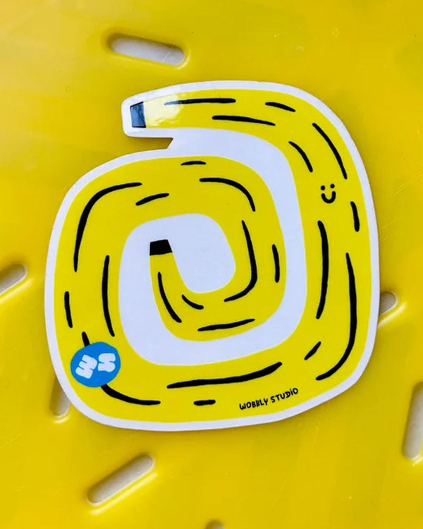 Gelbe Banane Sticker Aufkleber Rolle Gedreht Wobbly Studio