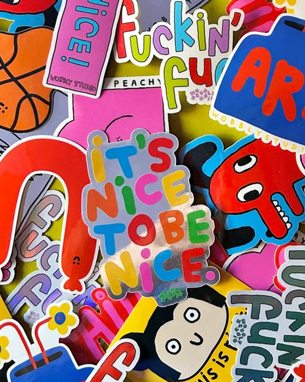 It is nice to be nce sticker Bunt Spiegeleffekt Wobbly Studio