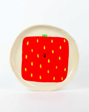 Teller Erdbeere Quadrat Wobbly Studio