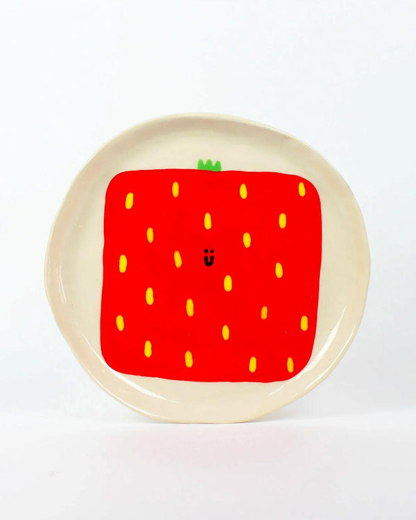 Teller Erdbeere Quadrat Wobbly Studio