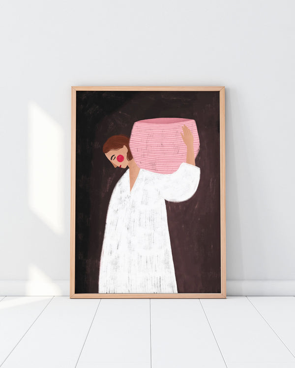 Woman With The Pink Basket (30x40cm)