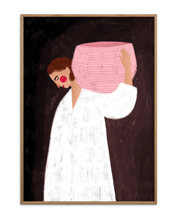The Woman With The Pink Basket Poster (50x70cm)