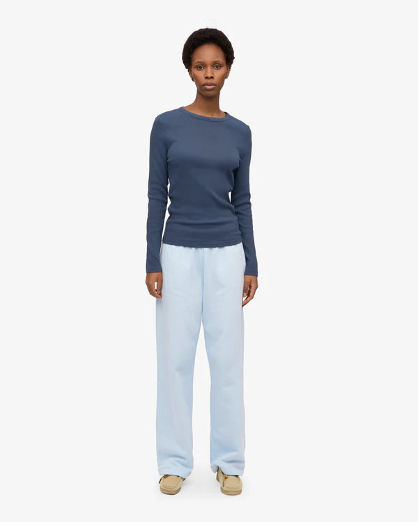 Women Organic Rib Longsleeve Petrol Blue
