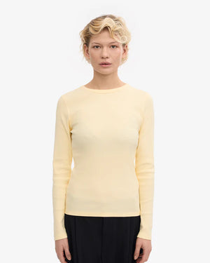 Women Organic Rib Longsleeve Soft Yellow