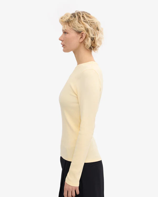 Women Organic Rib Longsleeve Soft Yellow